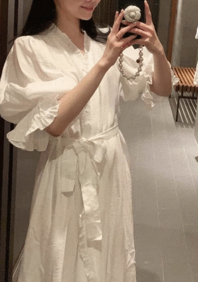 (2color)우주블리 프릴 롱 로브 가운 원피스 파자마  잠옷 홈웨어 실내복 호텔가운 샤워가운 호캉스 홈파티